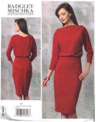 1460 Vogue Badgley Mischka Blouson  3/4 Sleeve Stretch Knit Dress Pattern 6-14 Uncut